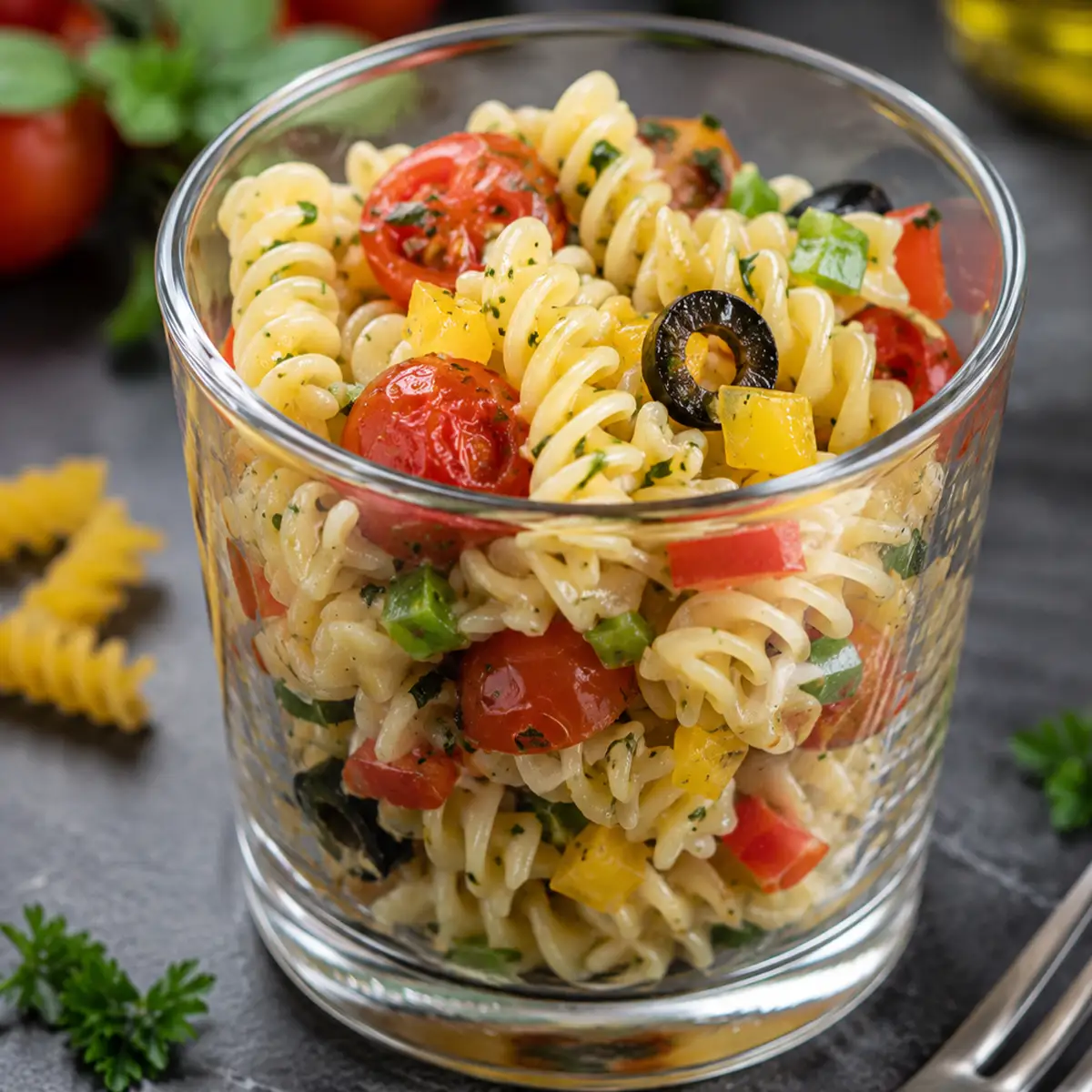 Nudelsalat im Glas